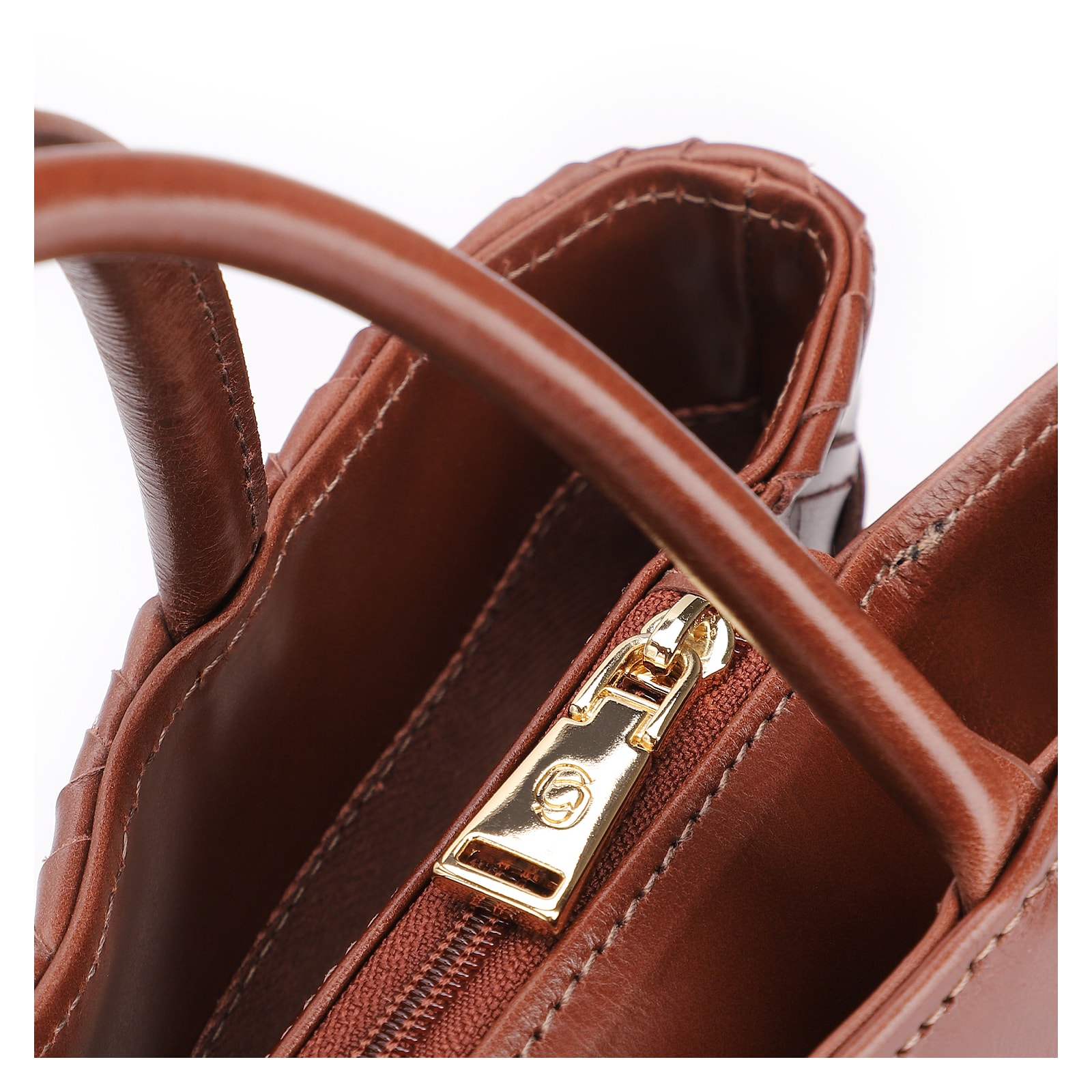 Bolsa Tote Tressê Couro Marrom Escuro