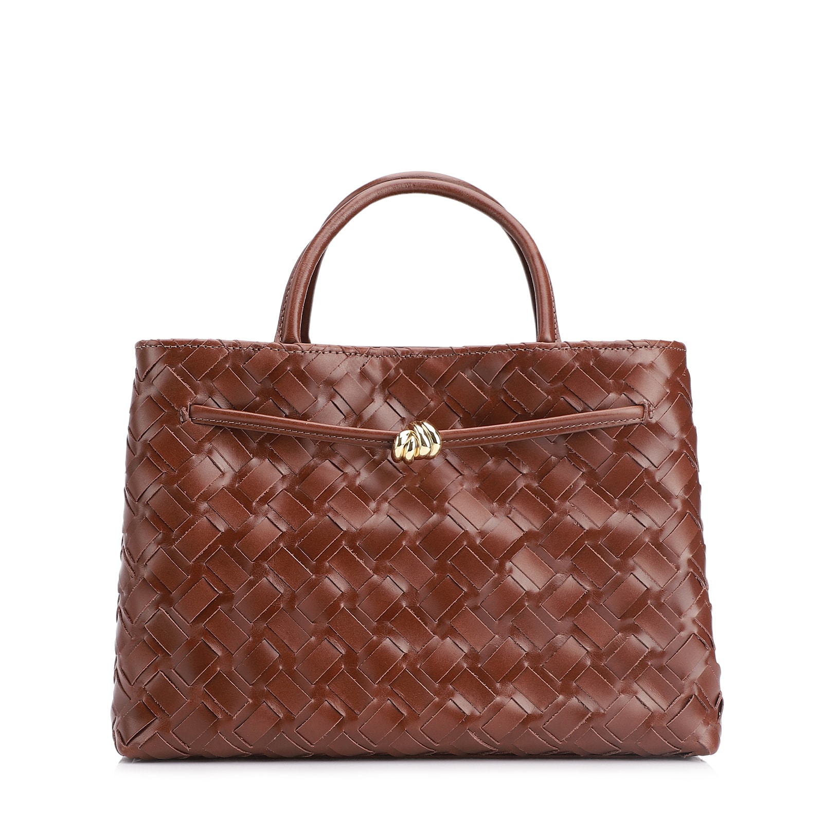 Bolsa Tote Tressê Couro Marrom Escuro