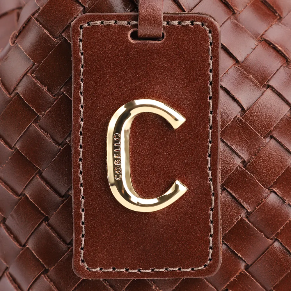 Bolsa Tote Tressê Couro Marrom Escuro - imagem 5