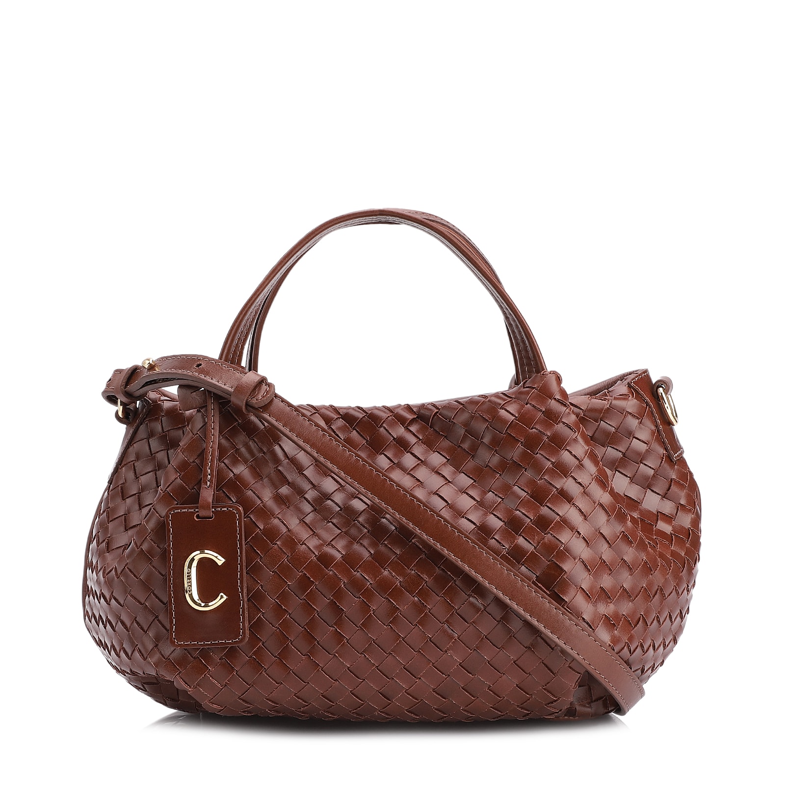 Bolsa Tote Tressê Couro Marrom Escuro
