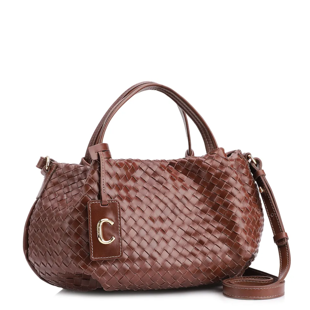 Bolsa Tote Tressê Couro Marrom Escuro - imagem 2