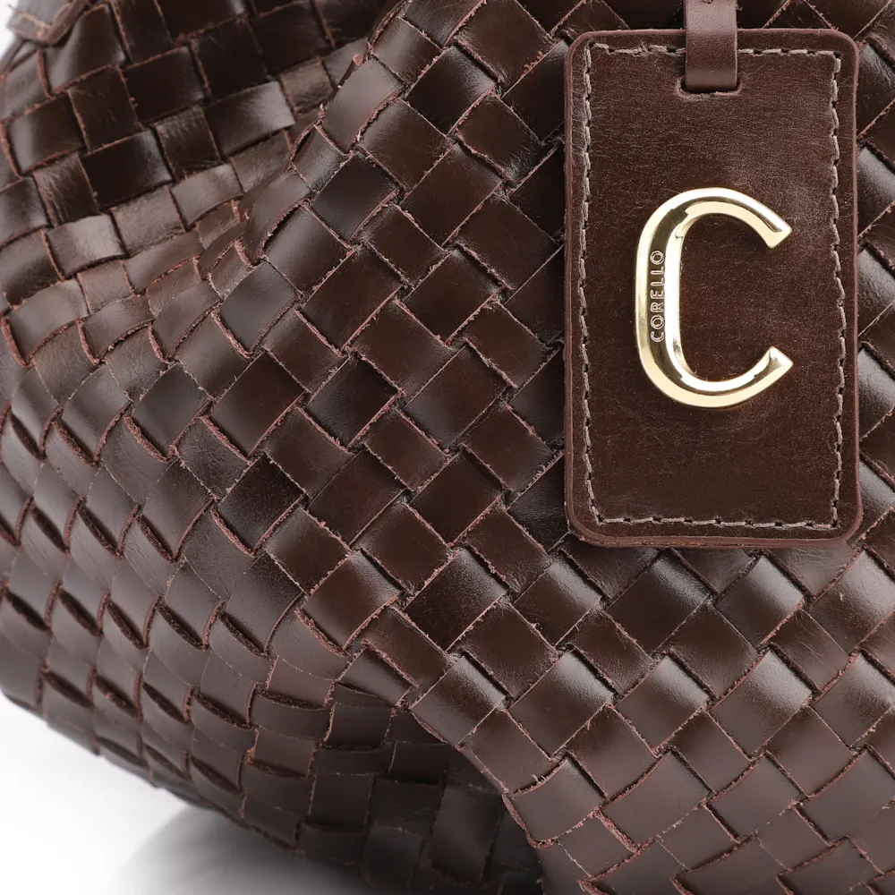 Bolsa Tote Tressê Couro Marrom Escuro - imagem 7