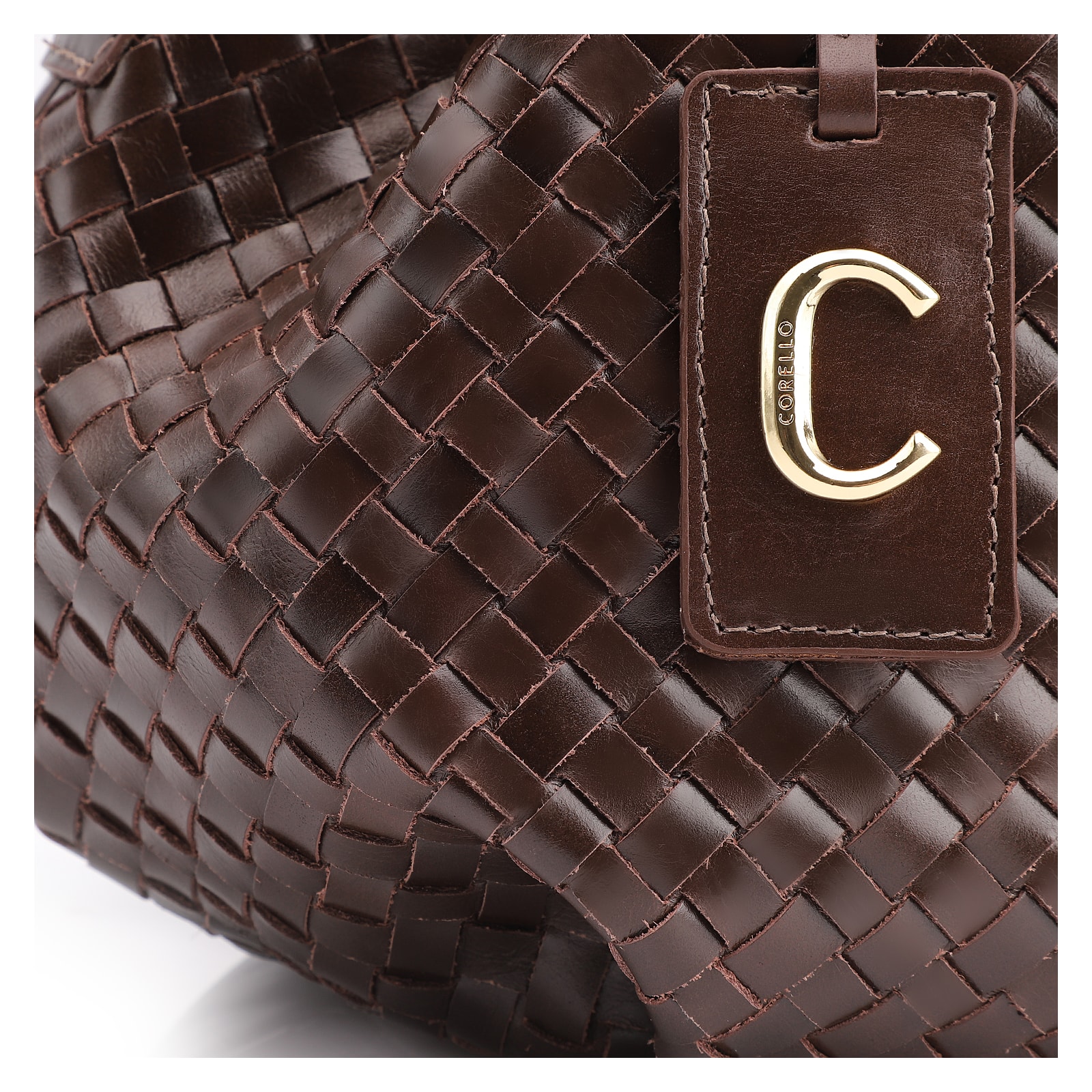 Bolsa Tote Tressê Couro Marrom Escuro