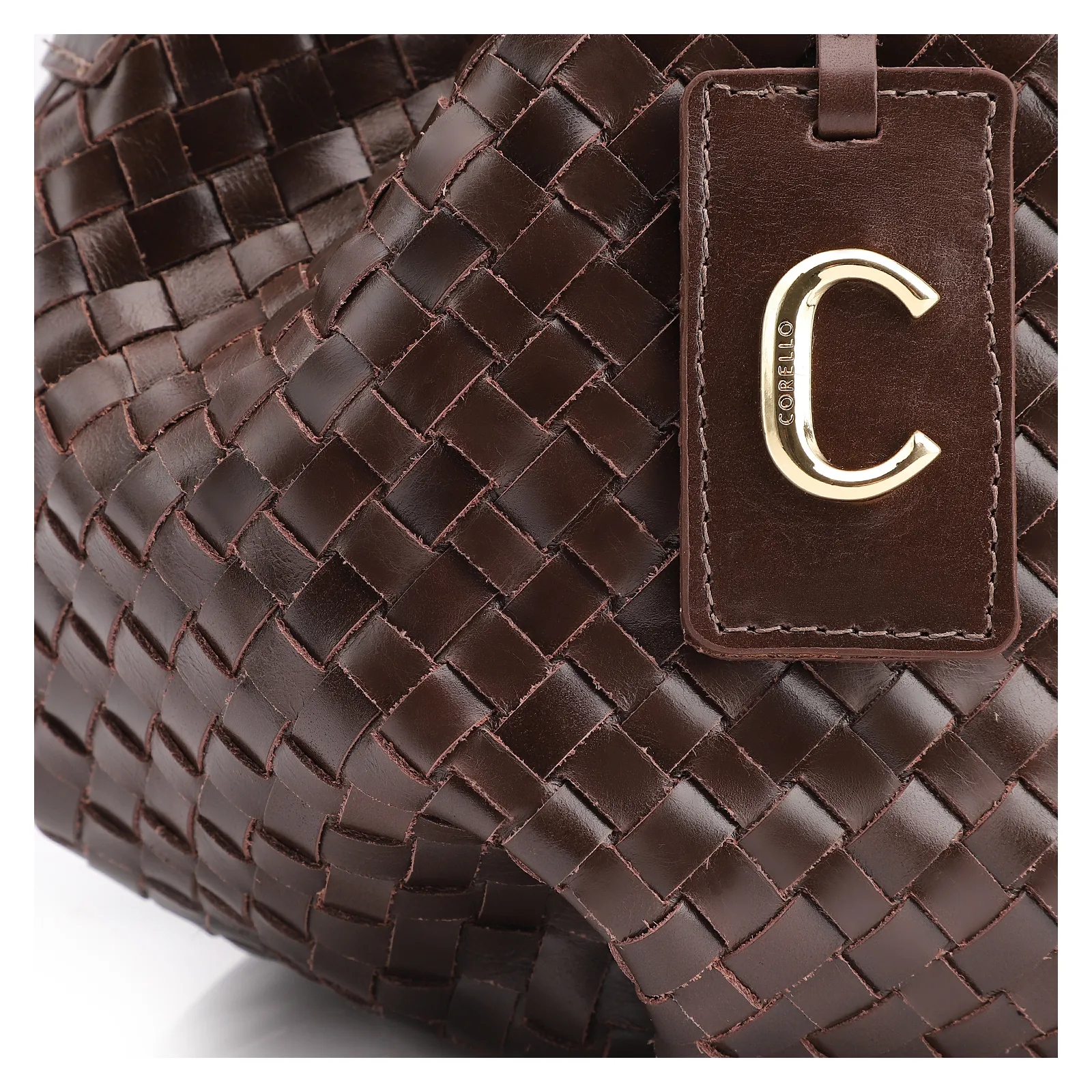 Bolsa Tote Tressê Couro Marrom Escuro
