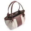 Bolsa Tote Tressê Couro Marrom/Linho Off White - imagem 4