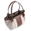 Bolsa Tote Tressê Couro Marrom/Linho Off White - imagem 4