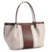 Bolsa Tote Tressê Couro Marrom/Linho Off White - imagem 2