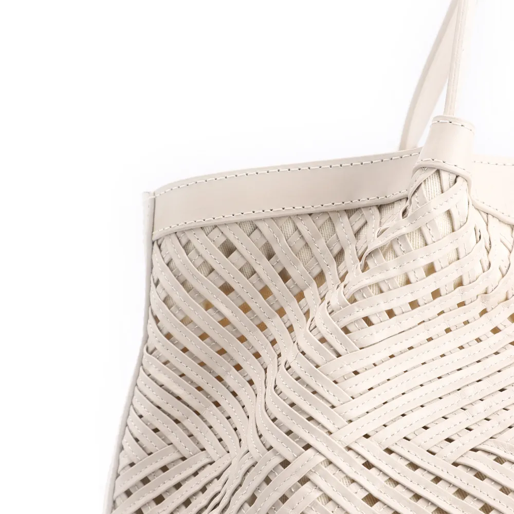 Bolsa Tote Tressê Couro Off White - imagem 5