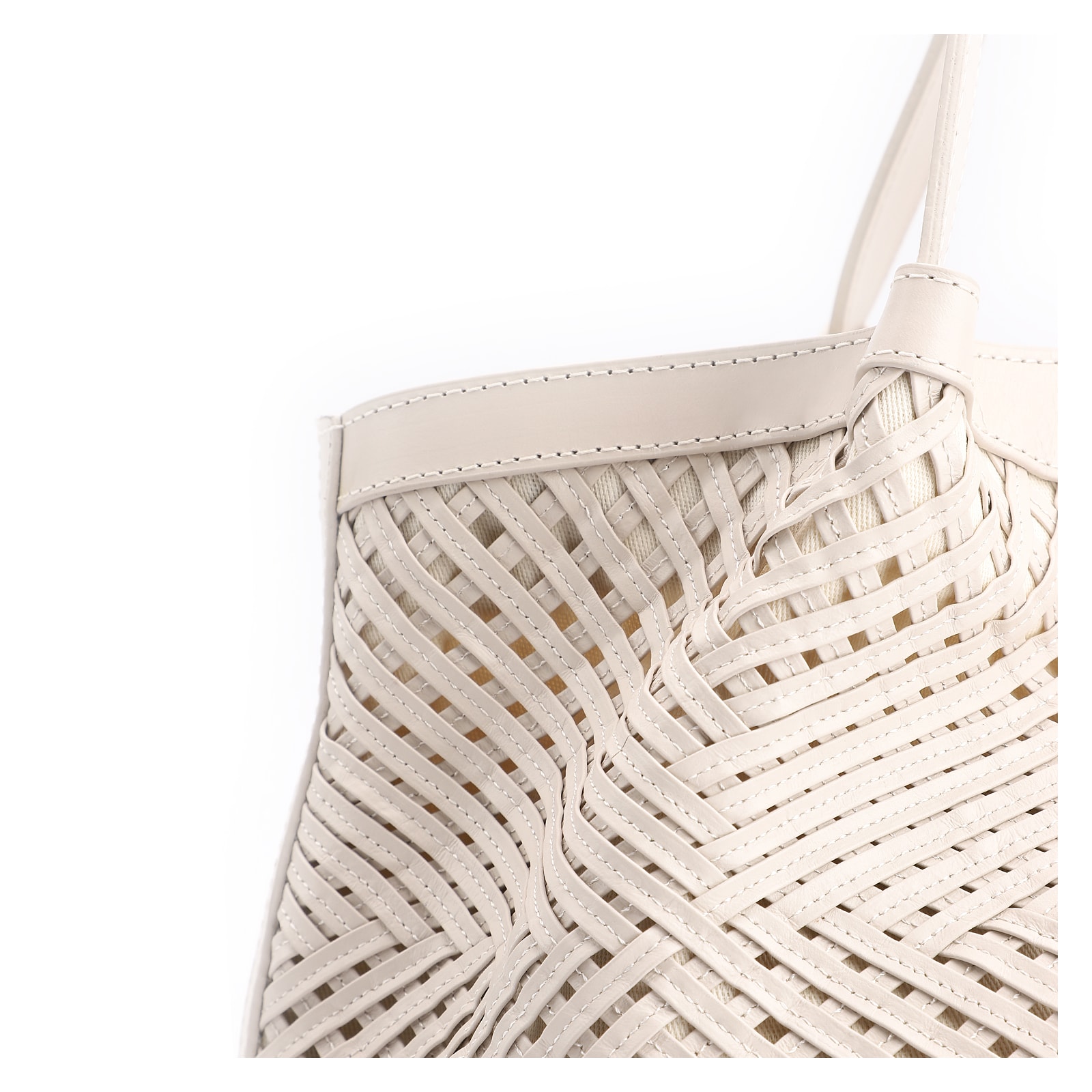 Bolsa Tote Tressê Couro Off White