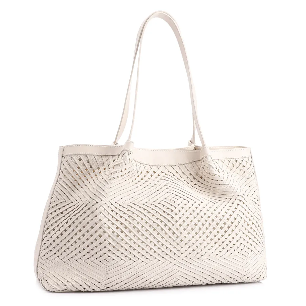 Bolsa Tote Tressê Couro Off White - imagem 2