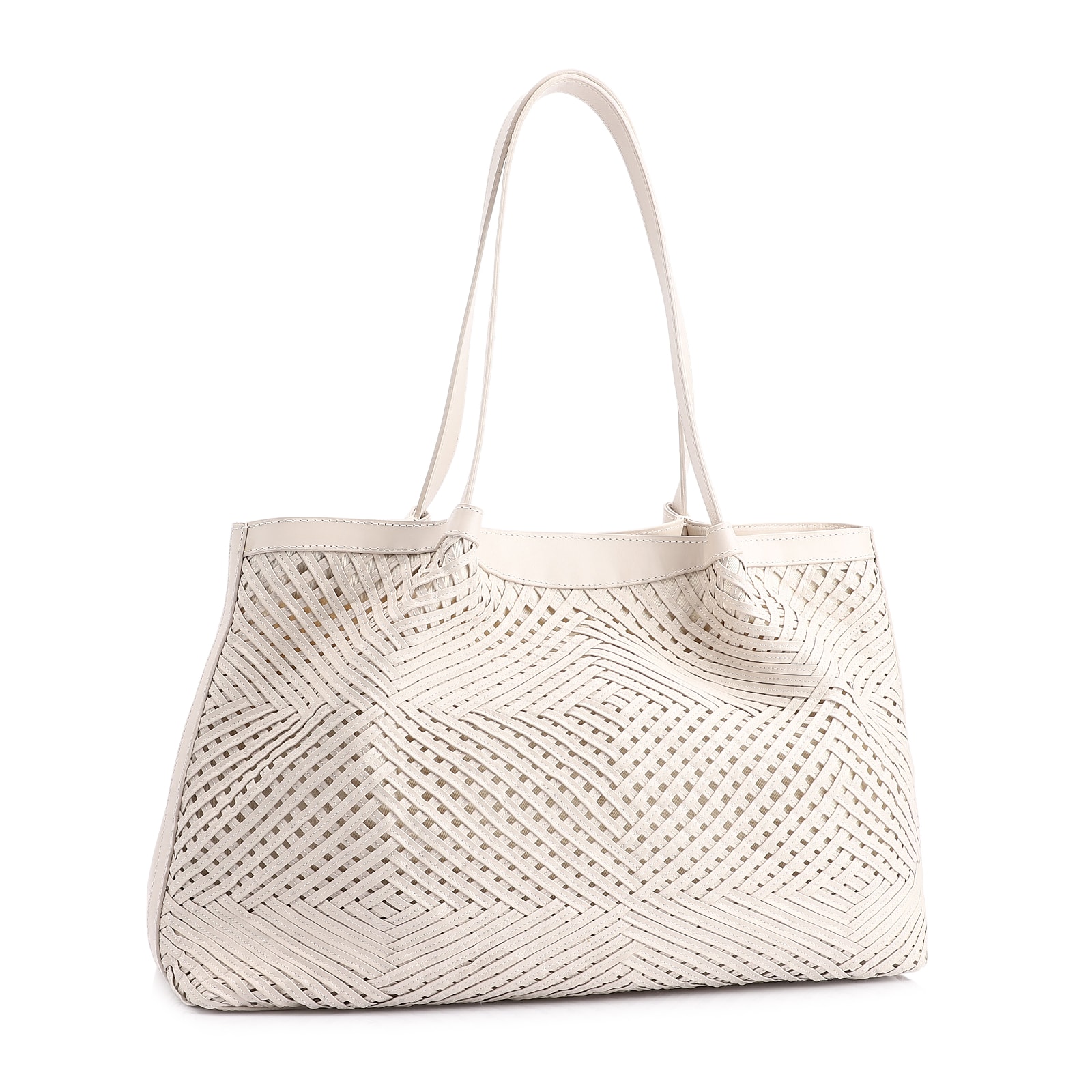Bolsa Tote Tressê Couro Off White