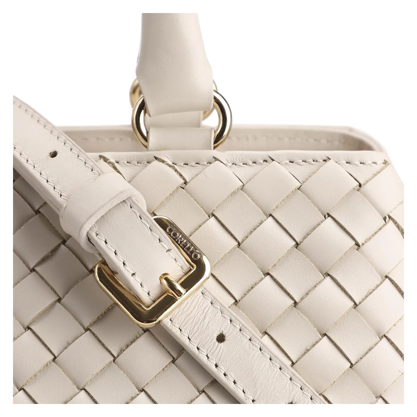 Bolsa Tote Tressê Couro Off White