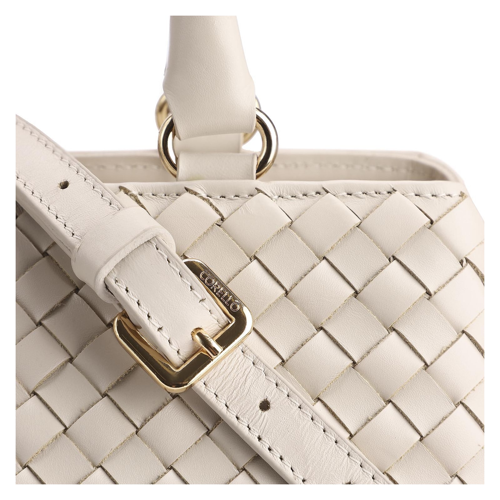 Bolsa Tote Tressê Couro Off White