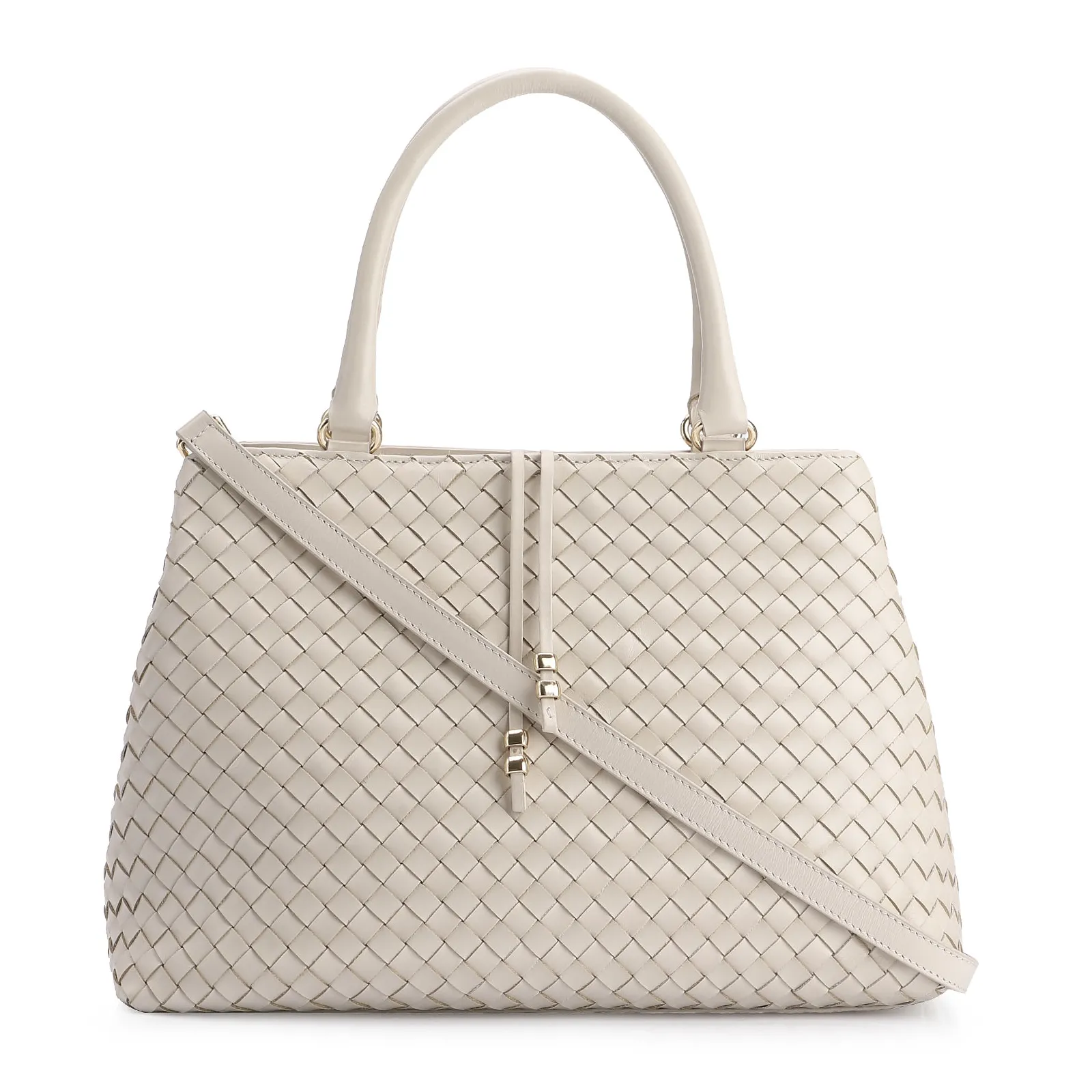 Bolsa Tote Tressê Couro Off White