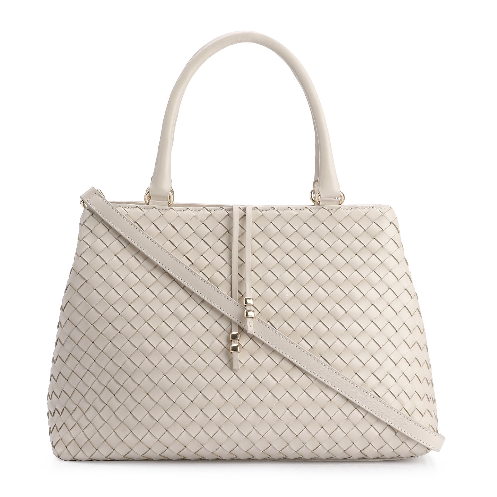 Bolsa Tote Tressê Couro Off White