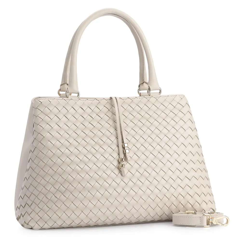 Bolsa Tote Tressê Couro Off White - imagem 2
