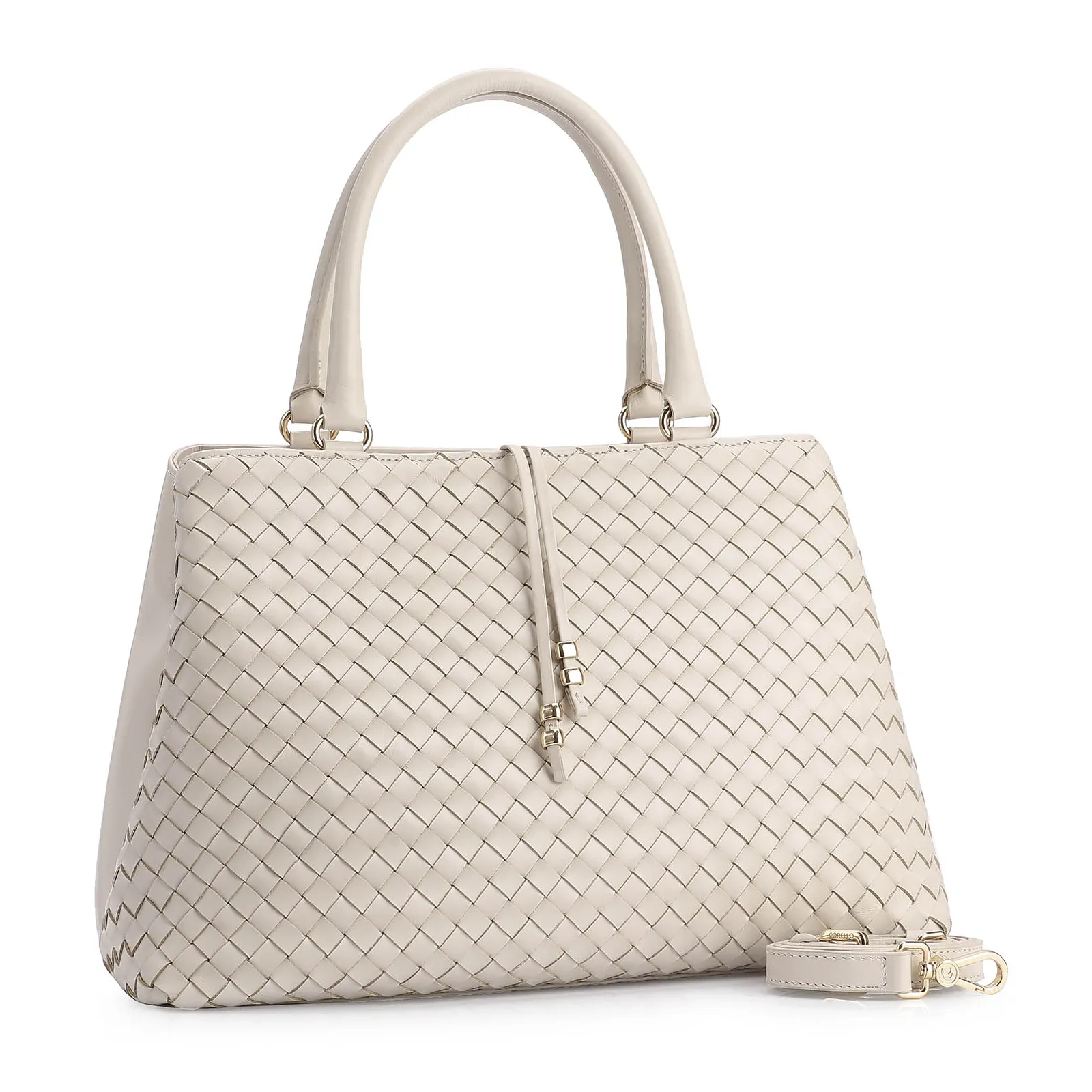 Bolsa Tote Tressê Couro Off White