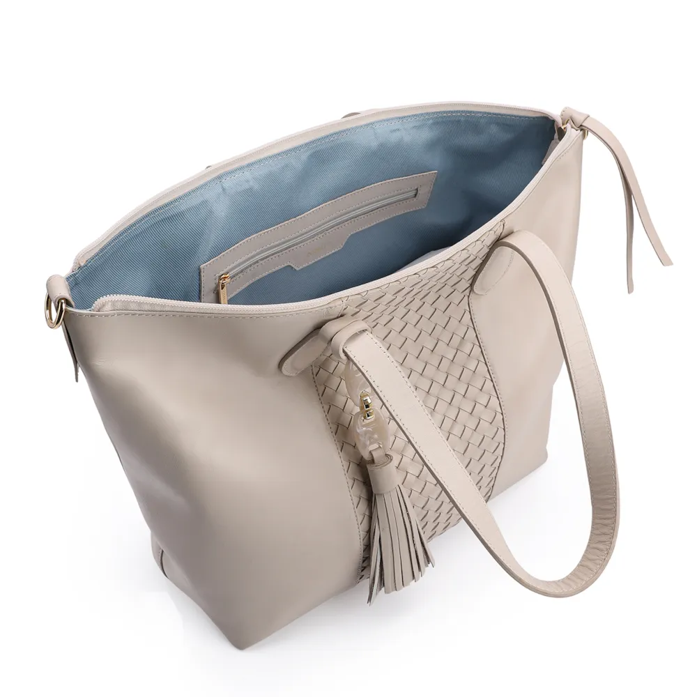 Bolsa Tote Tressê Couro Off White - imagem 4