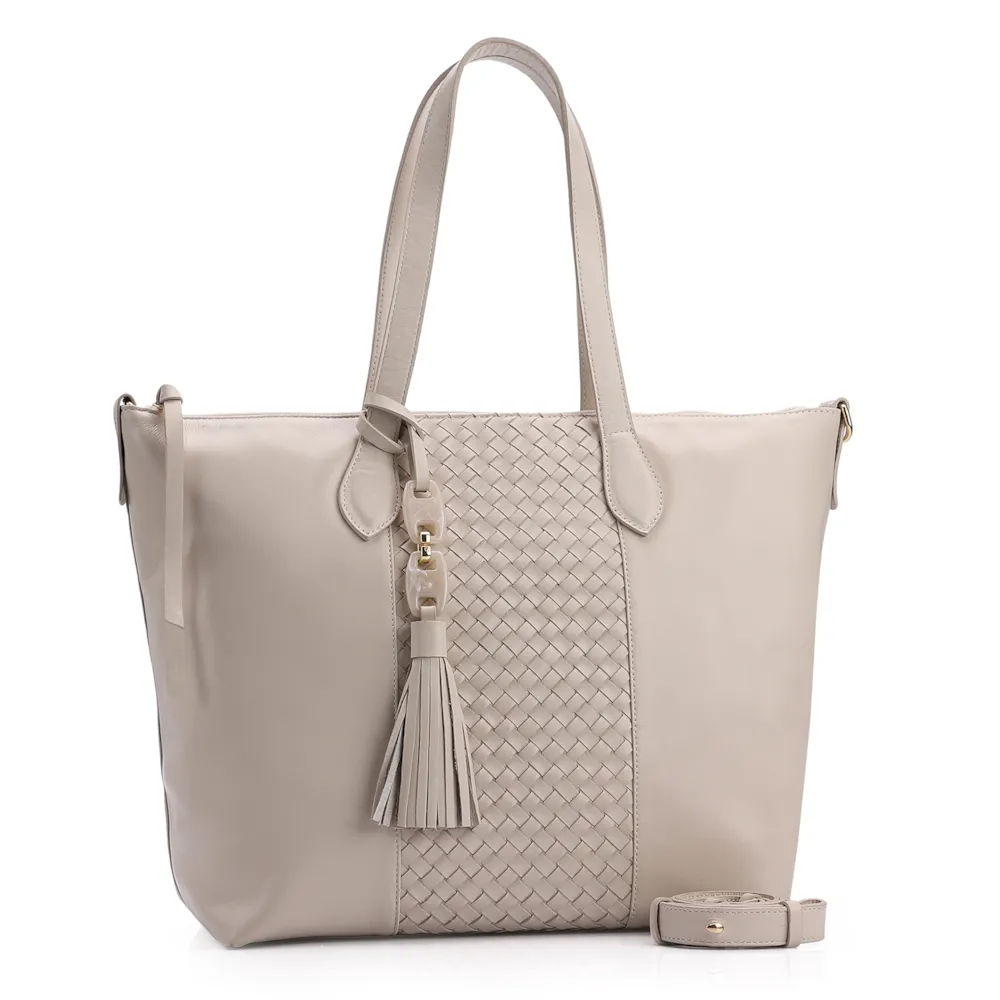 Bolsa Tote Tressê Couro Off White - imagem 2