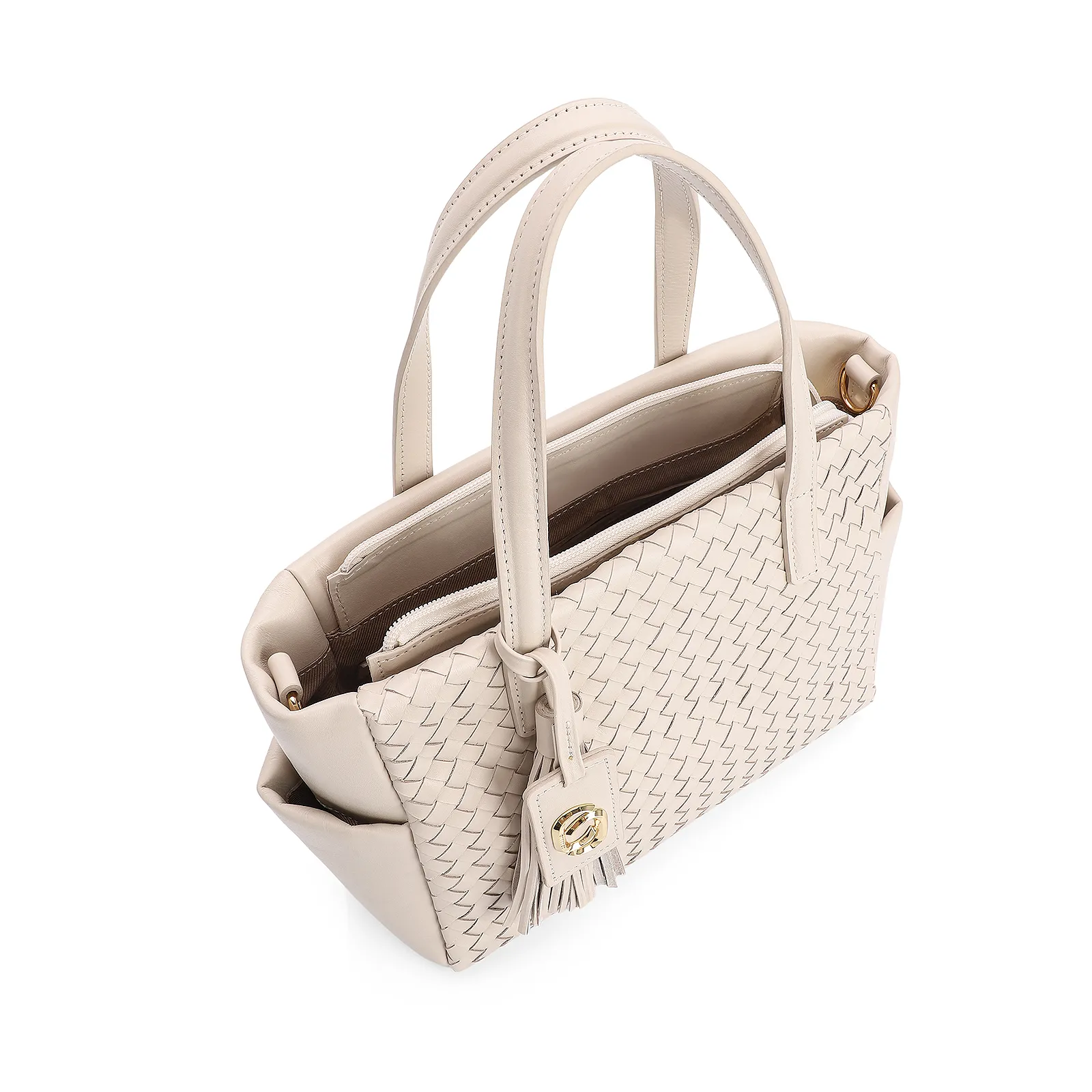 Bolsa Tote Tressê Couro Off White