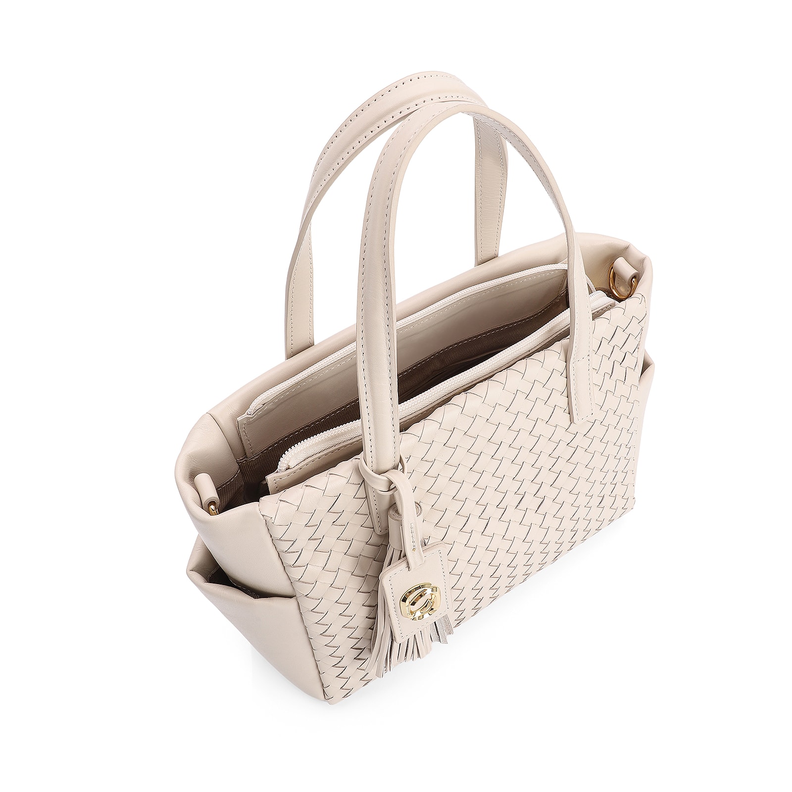 Bolsa Tote Tressê Couro Off White