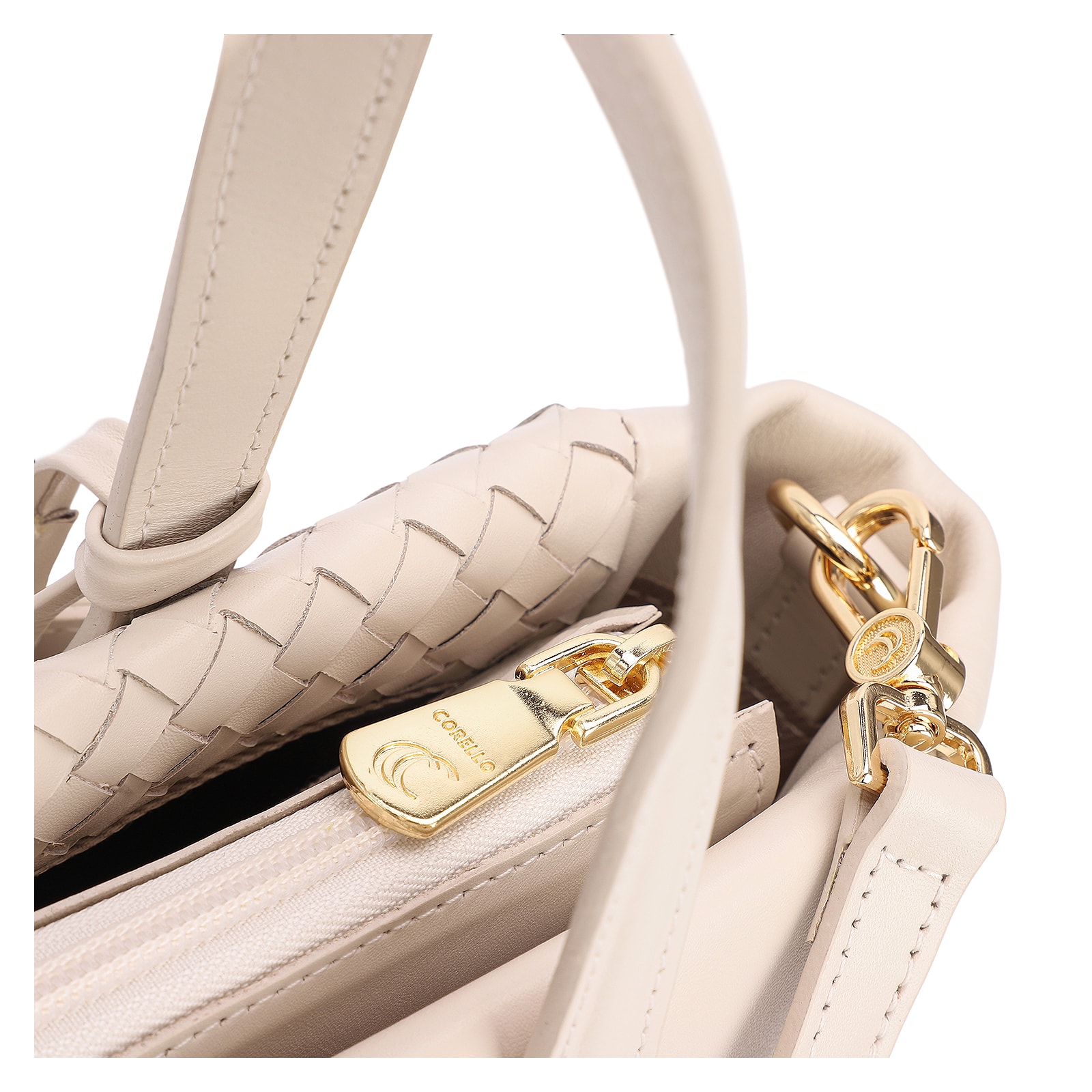 Bolsa Tote Tressê Couro Off White