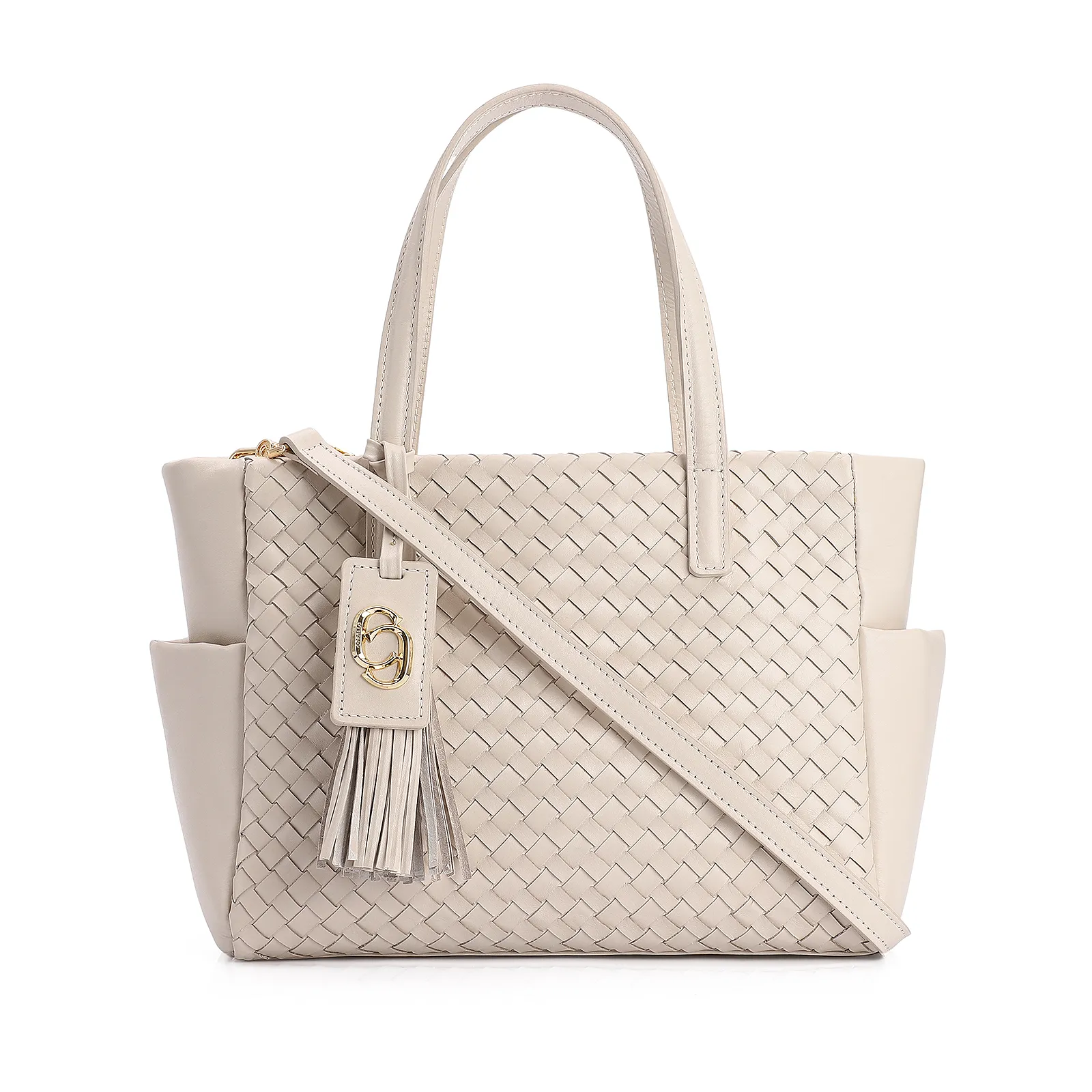 Bolsa Tote Tressê Couro Off White