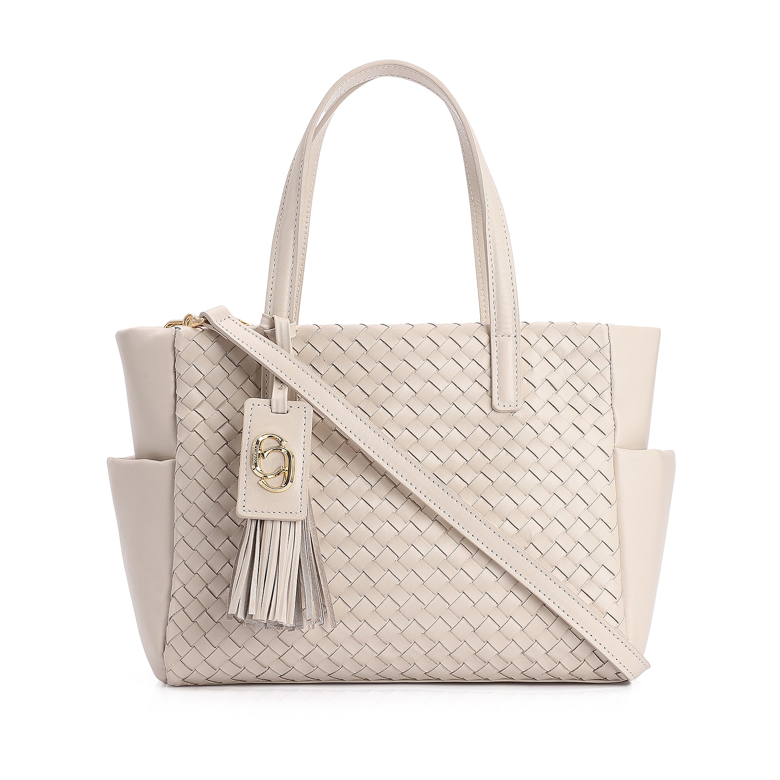 Bolsa Tote Tressê Couro Off White