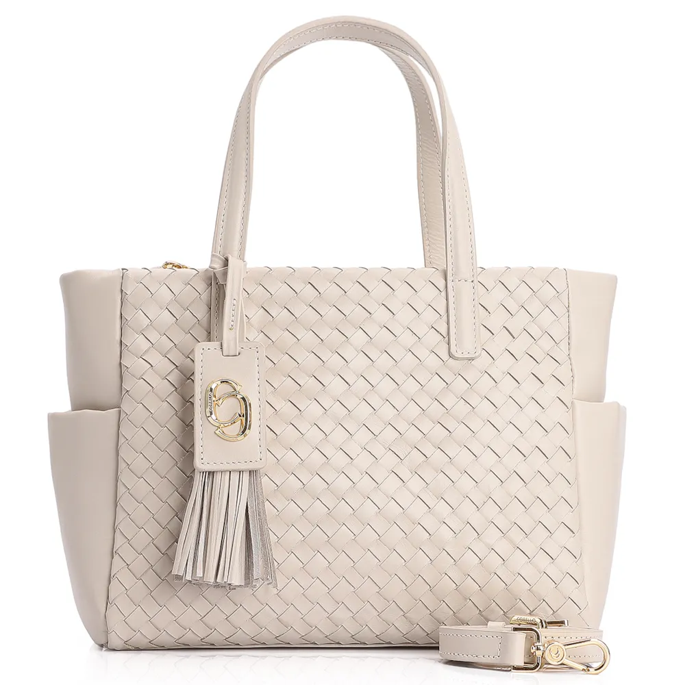 Bolsa Tote Tressê Couro Off White - imagem 2