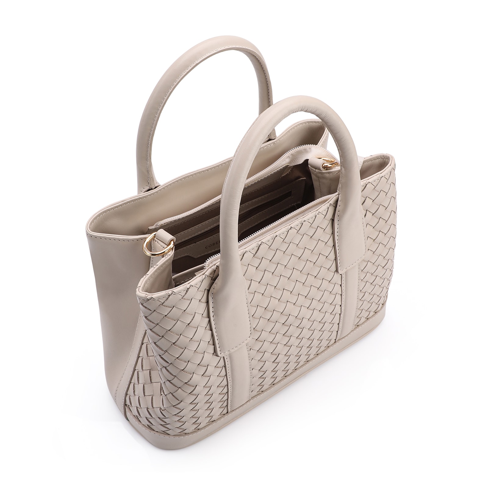 Bolsa Tote Tressê Couro Off White