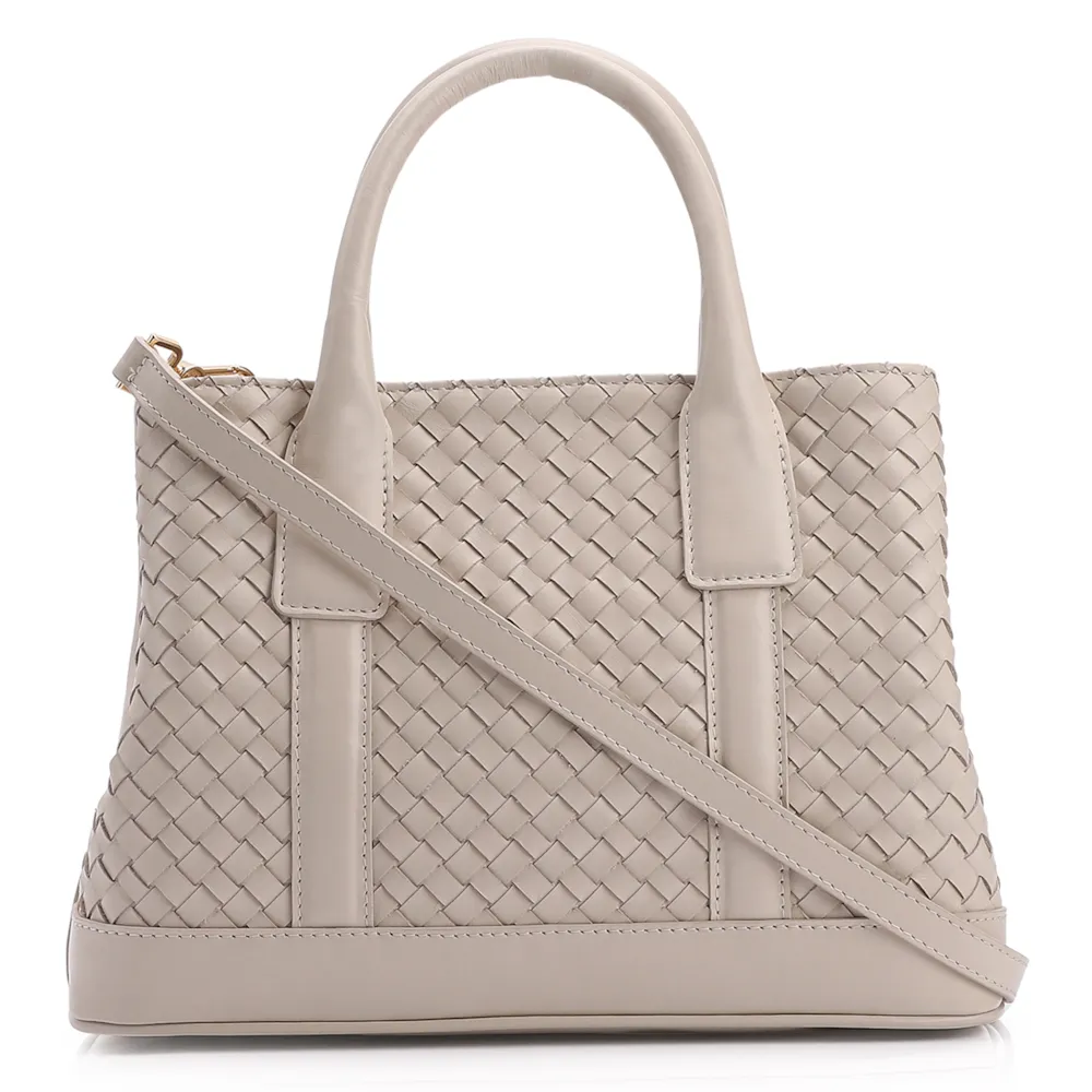 Bolsa Tote Tressê Couro Off White