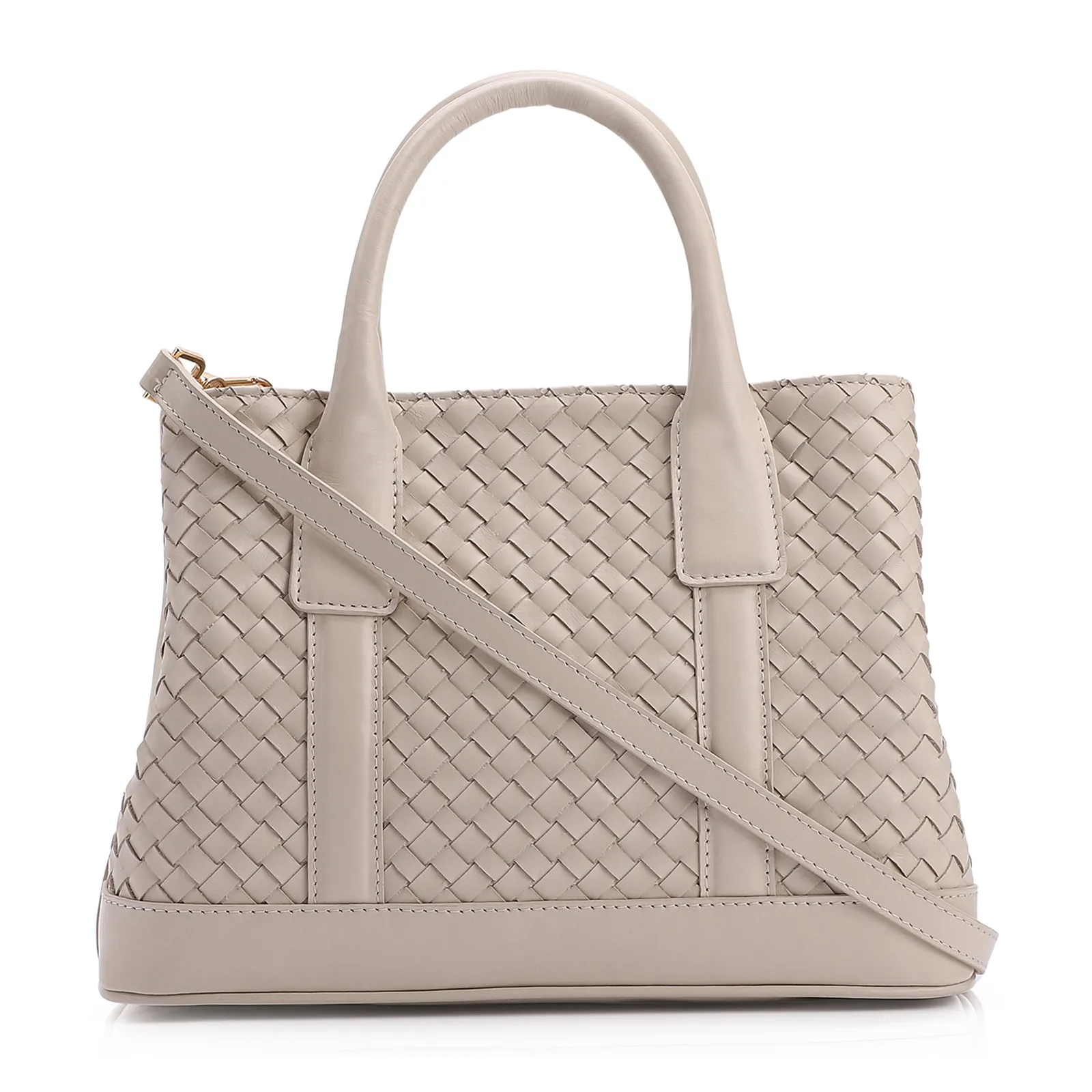 Bolsa Tote Tressê Couro Off White