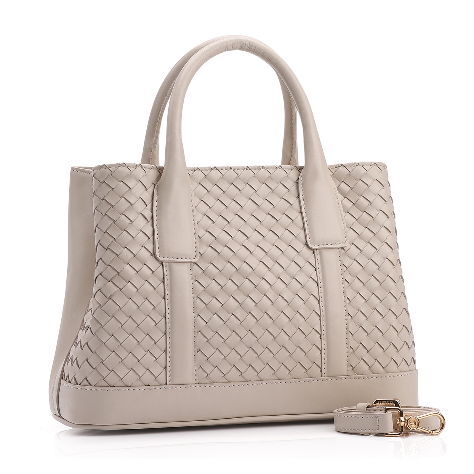 Bolsa Tote Tressê Couro Off White