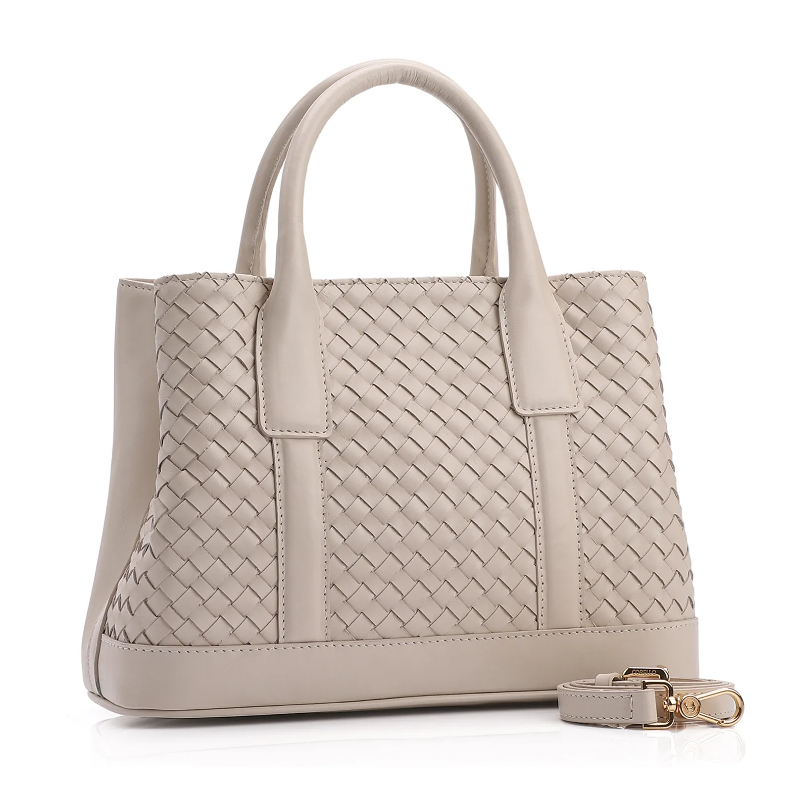 Bolsa Tote Tressê Couro Off White