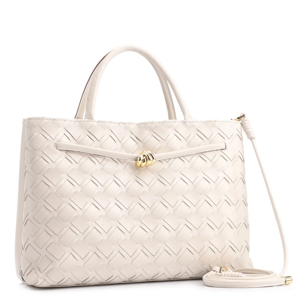 Bolsa Tote Tressê Couro Off White - imagem 3