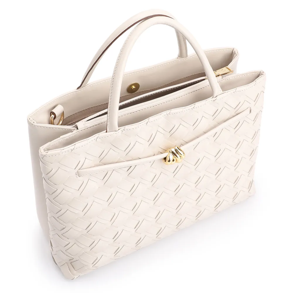 Bolsa Tote Tressê Couro Off White - imagem 5