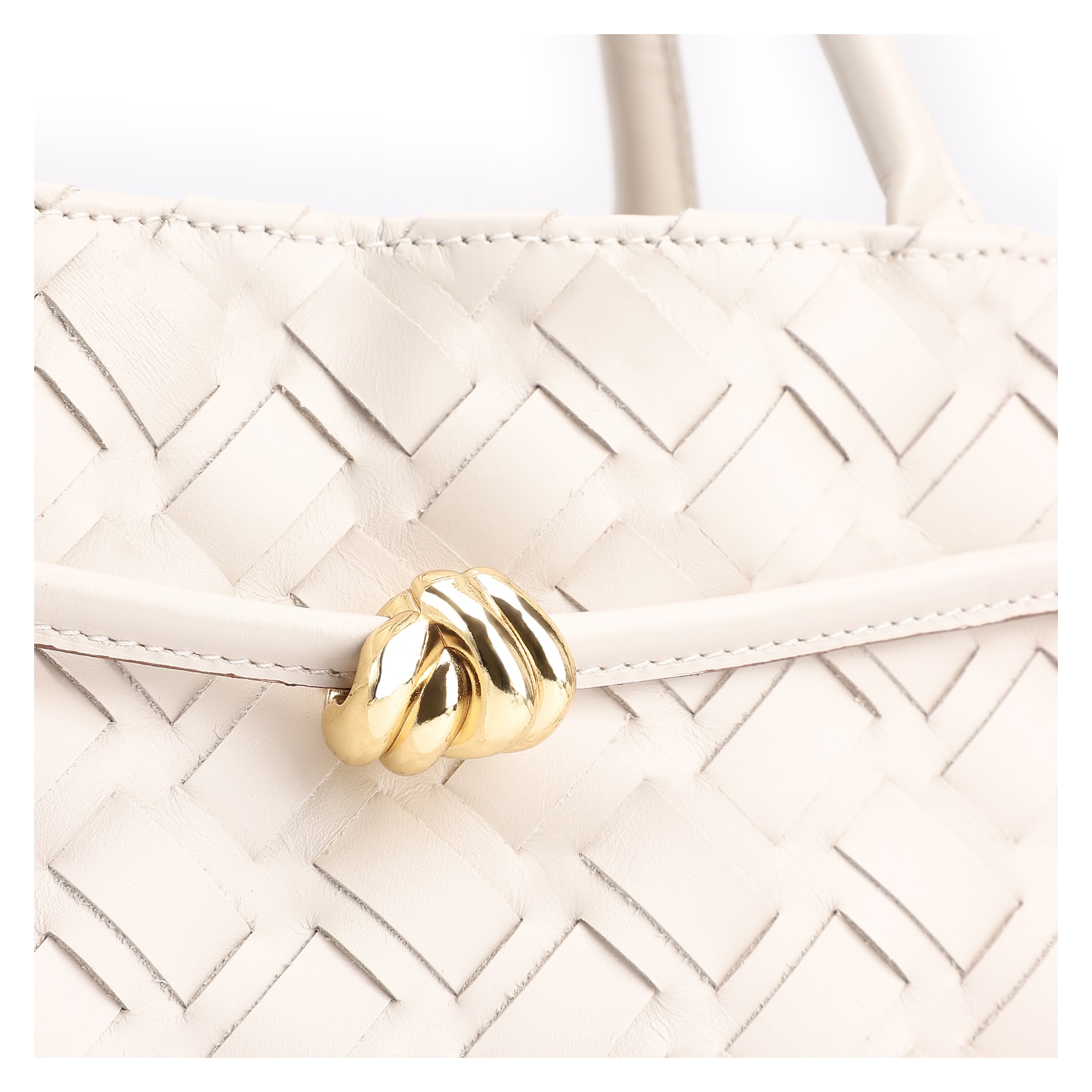 Bolsa Tote Tressê Couro Off White