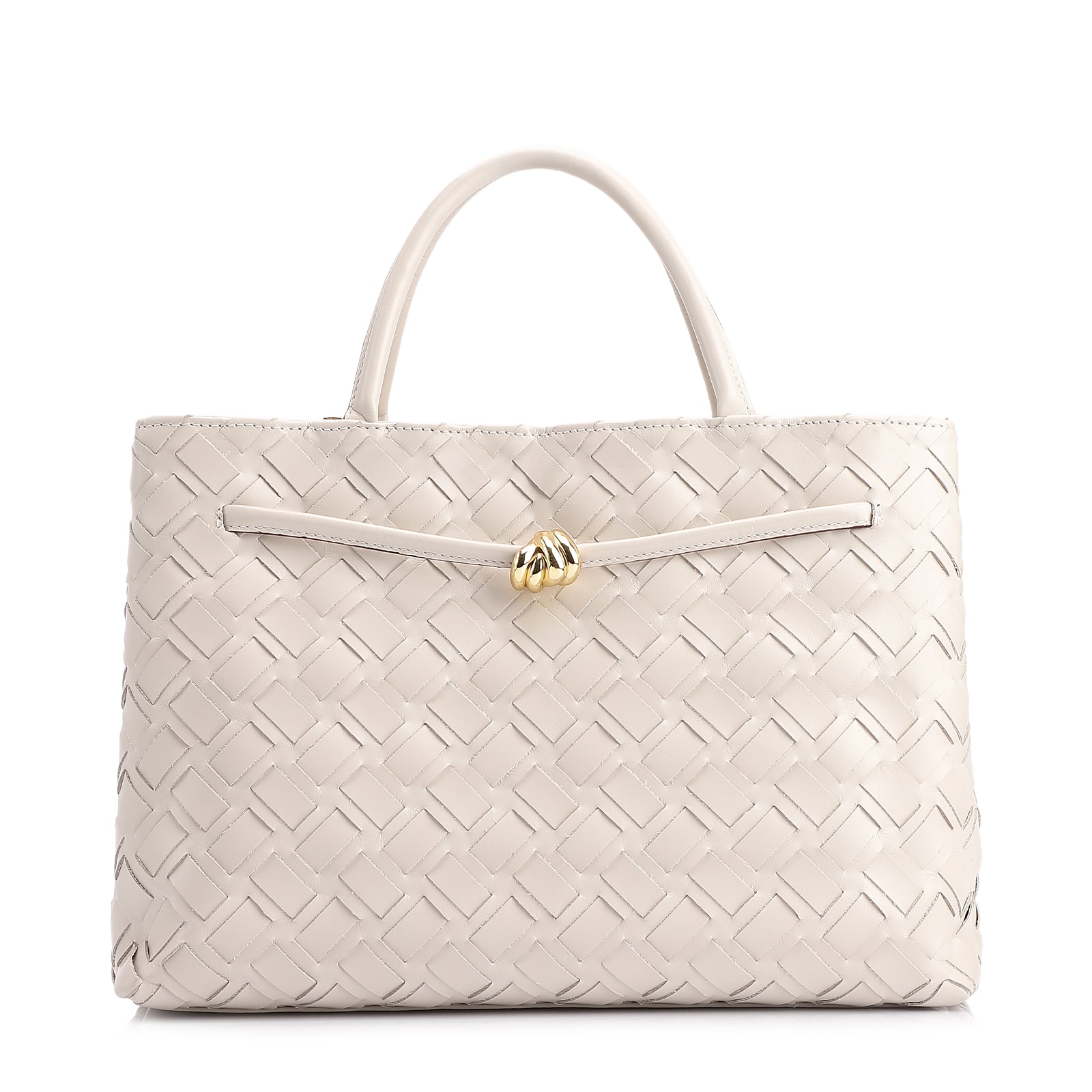 Bolsa Tote Tressê Couro Off White