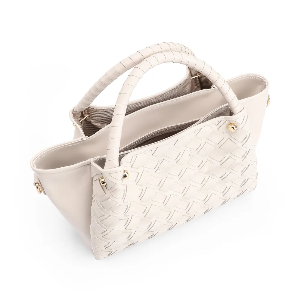 Bolsa Tote Tressê Couro Off White - imagem 4