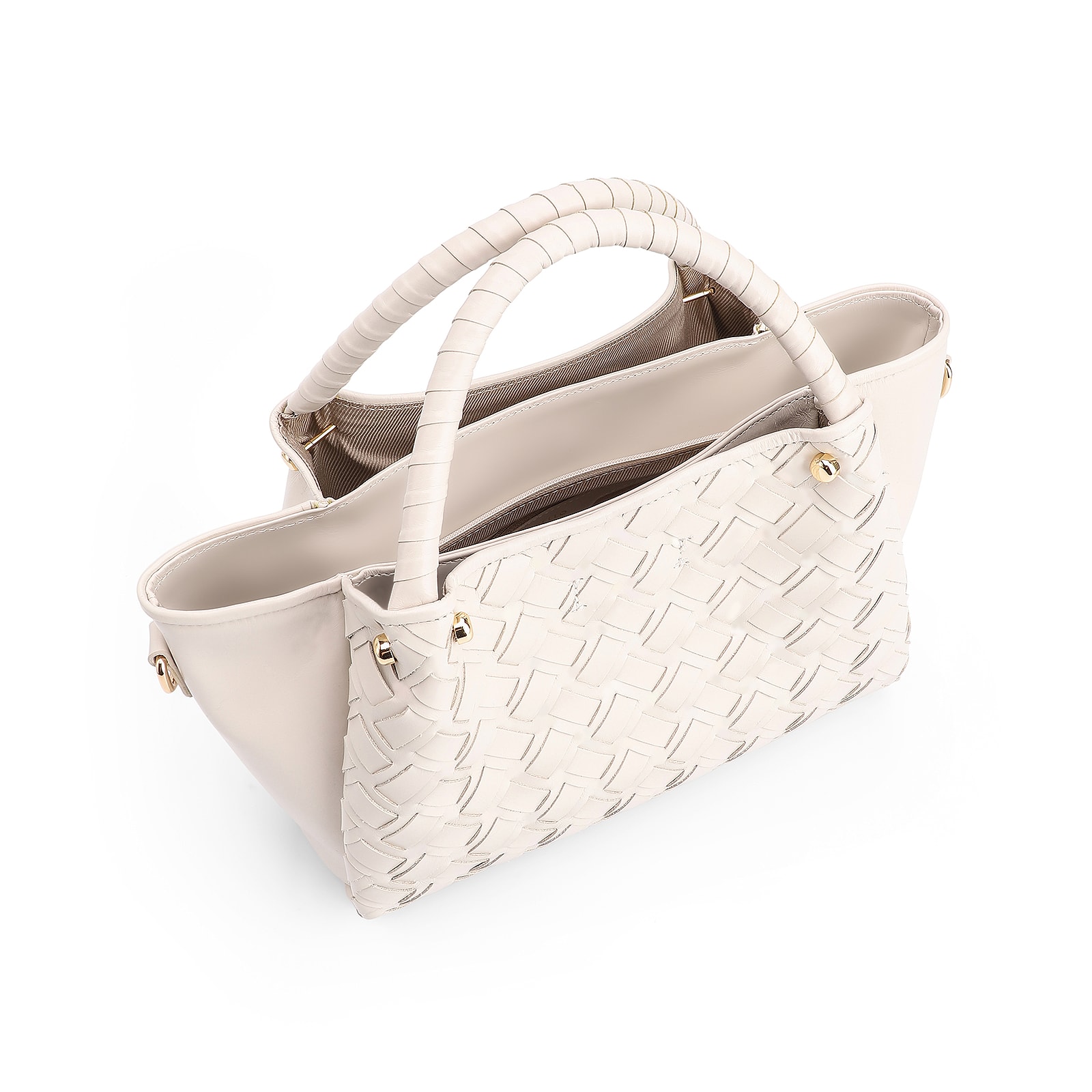 Bolsa Tote Tressê Couro Off White
