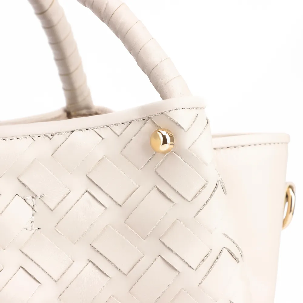 Bolsa Tote Tressê Couro Off White - imagem 5