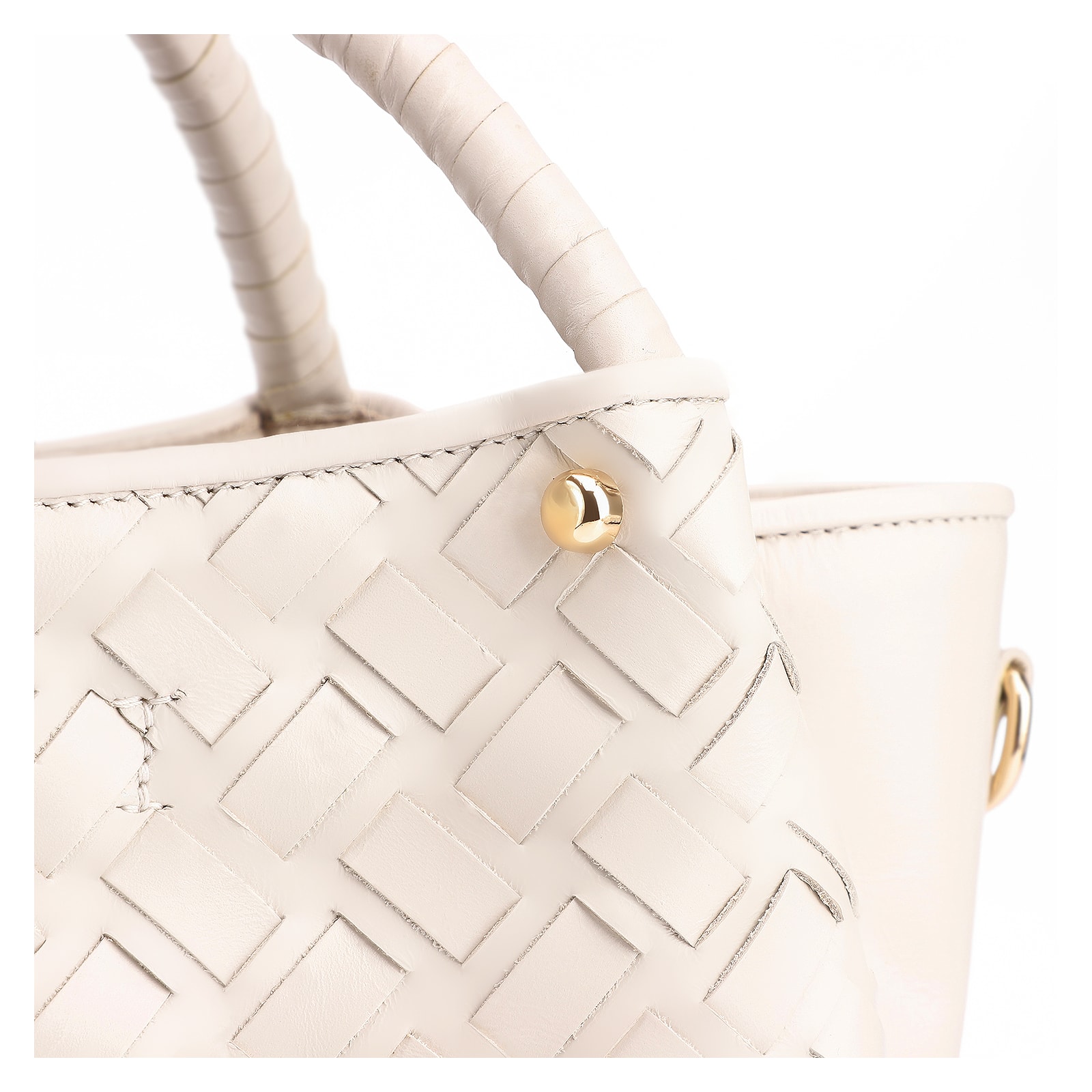 Bolsa Tote Tressê Couro Off White