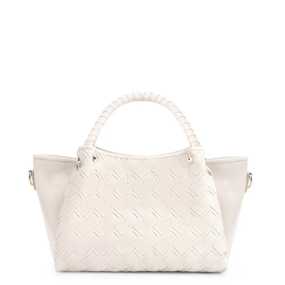 Bolsa Tote Tressê Couro Off White