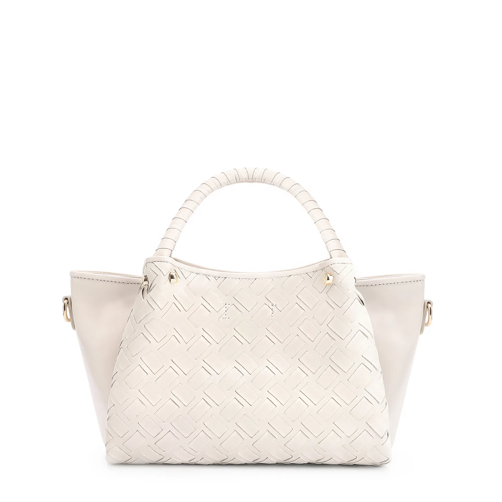 Bolsa Tote Tressê Couro Off White