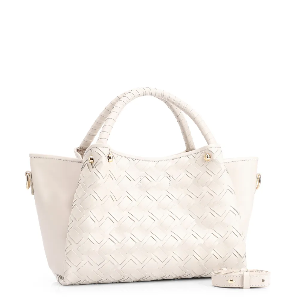 Bolsa Tote Tressê Couro Off White - imagem 3