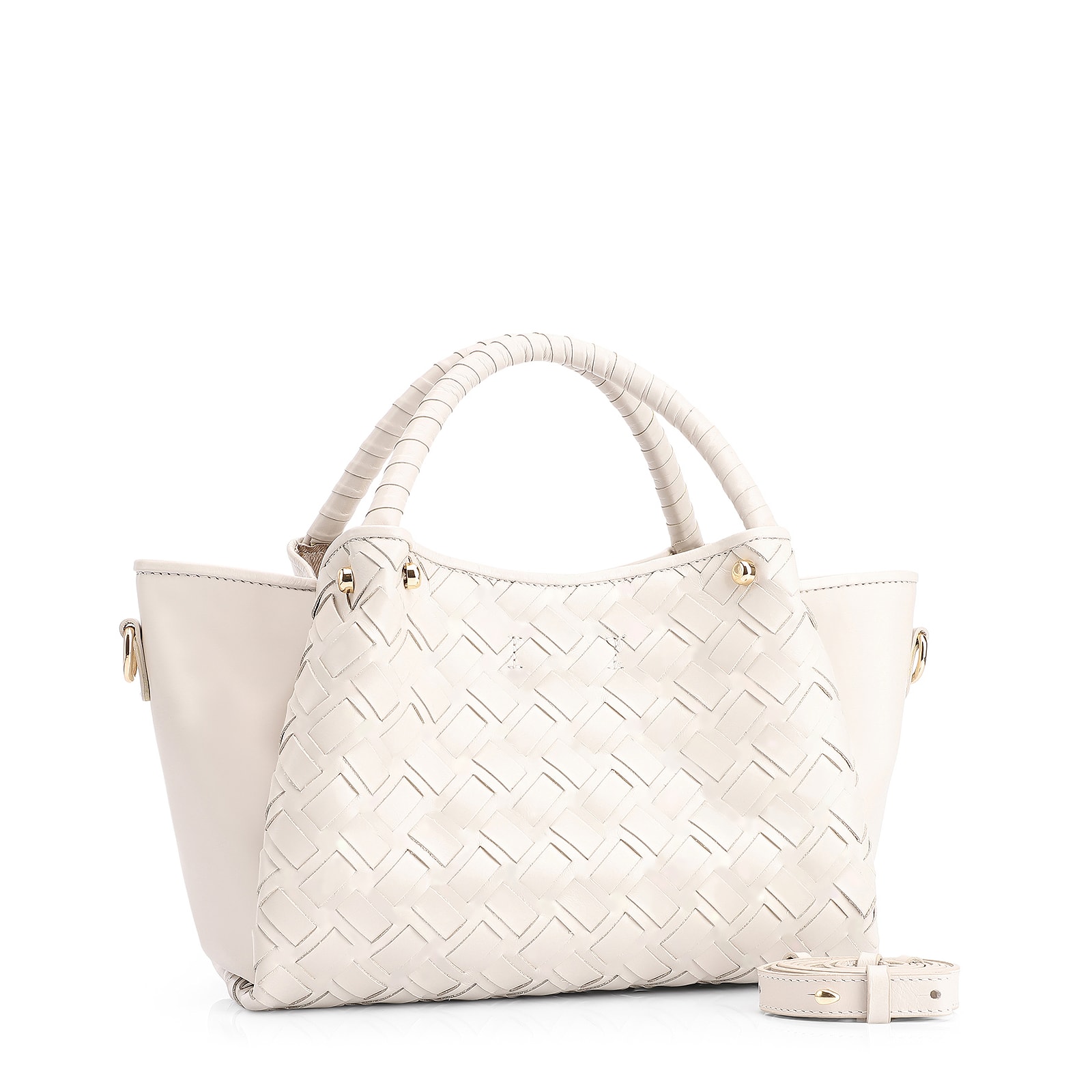 Bolsa Tote Tressê Couro Off White