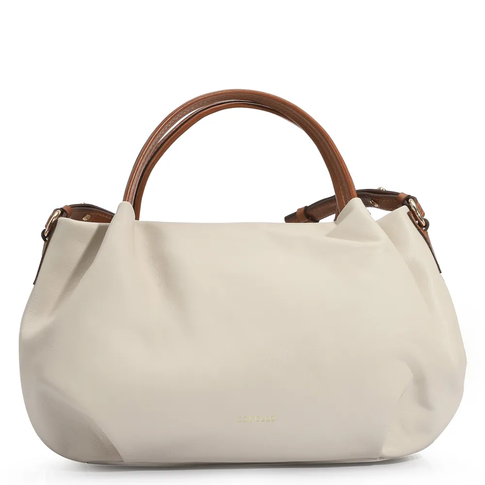 Bolsa Tote Tressê Couro Off White/Caramelo - imagem 4