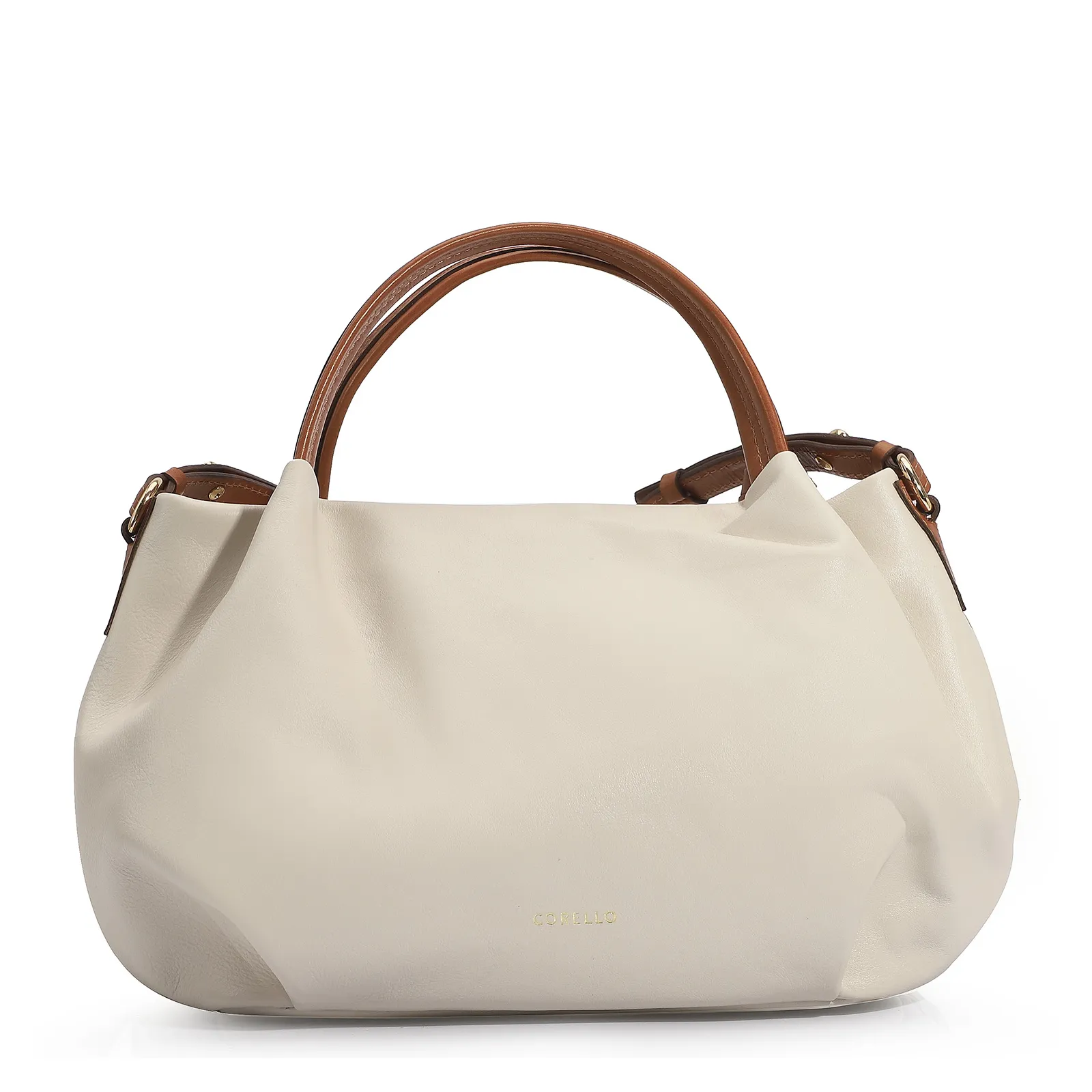 Bolsa Tote Tressê Couro Off White/Caramelo