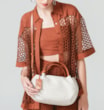 Bolsa Tote Tressê Couro Off White/Caramelo - imagem 7