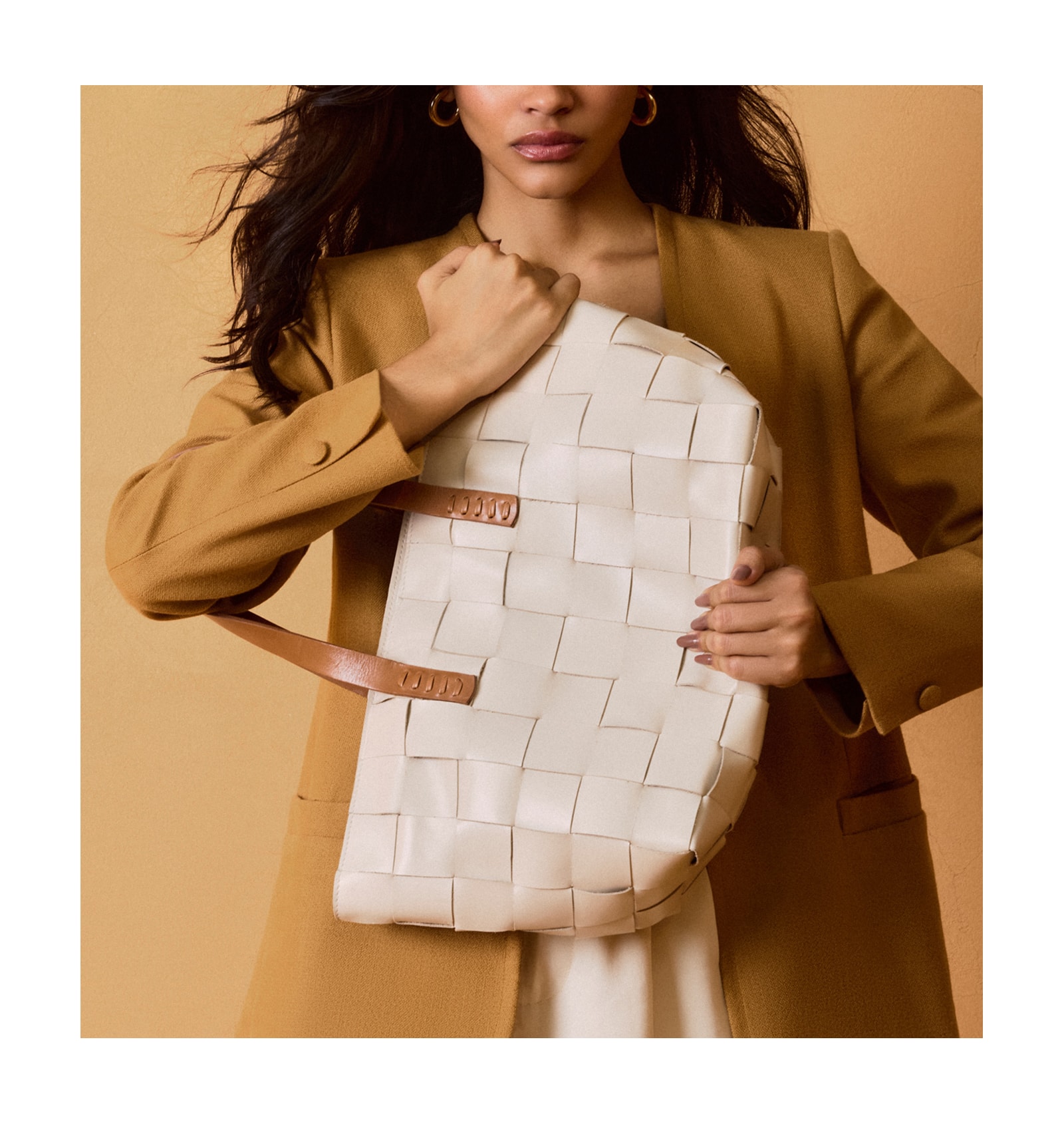 Bolsa Tote Tressê Couro Off White/Marrom